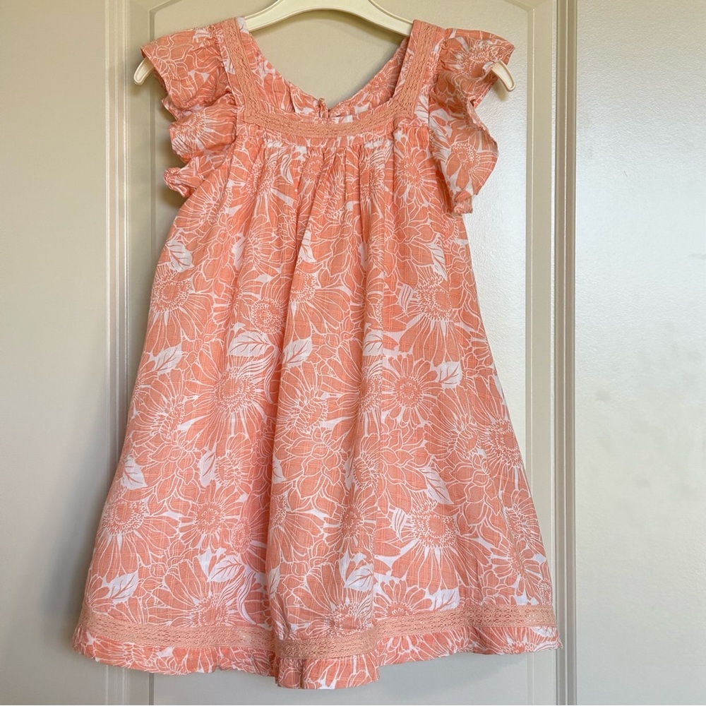 5T Adorable Peach Floral Dress